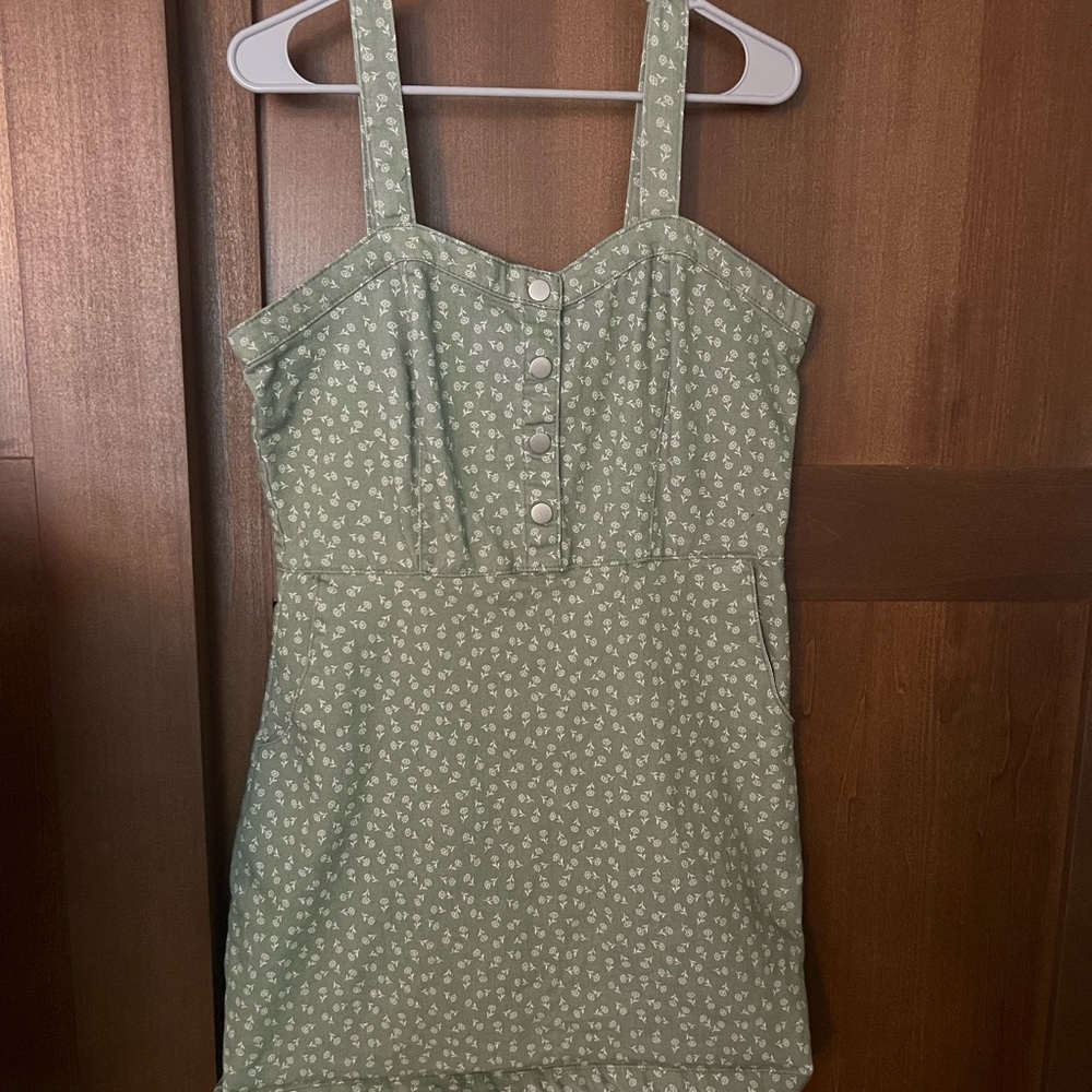 No Boundaries Olive Green Floral Dress